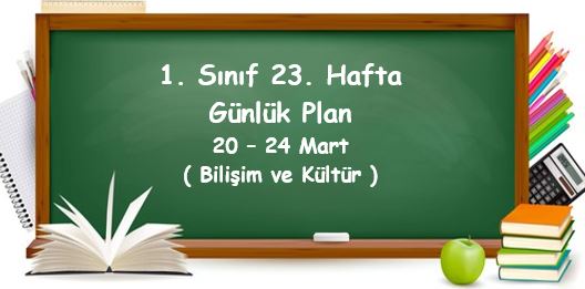 2022-2023 Eğitim Öğretim Yılı 1. Sınıf 23. Hafta Günlük Planlar (20 -24 Mart)